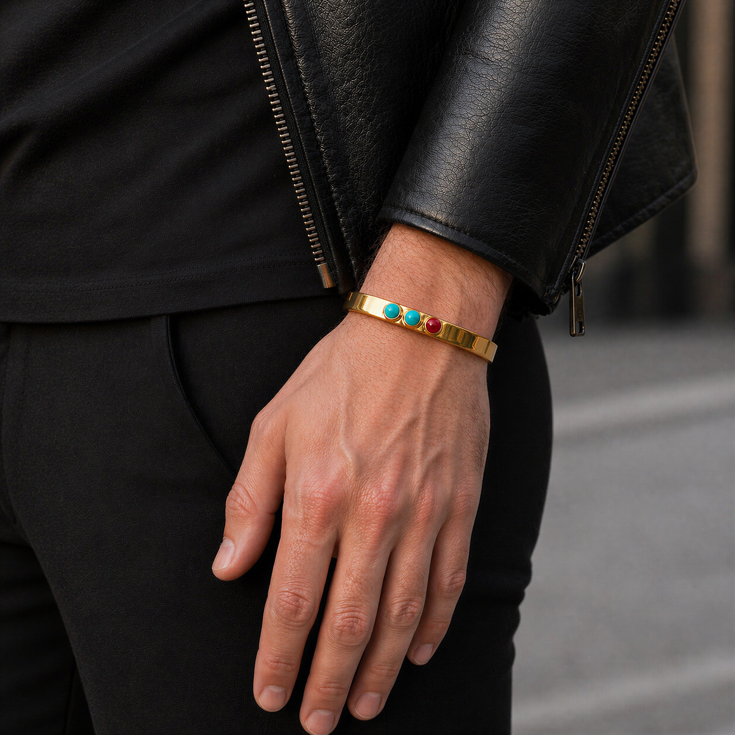 3-Bullet Cuff Gold & Blue/Red