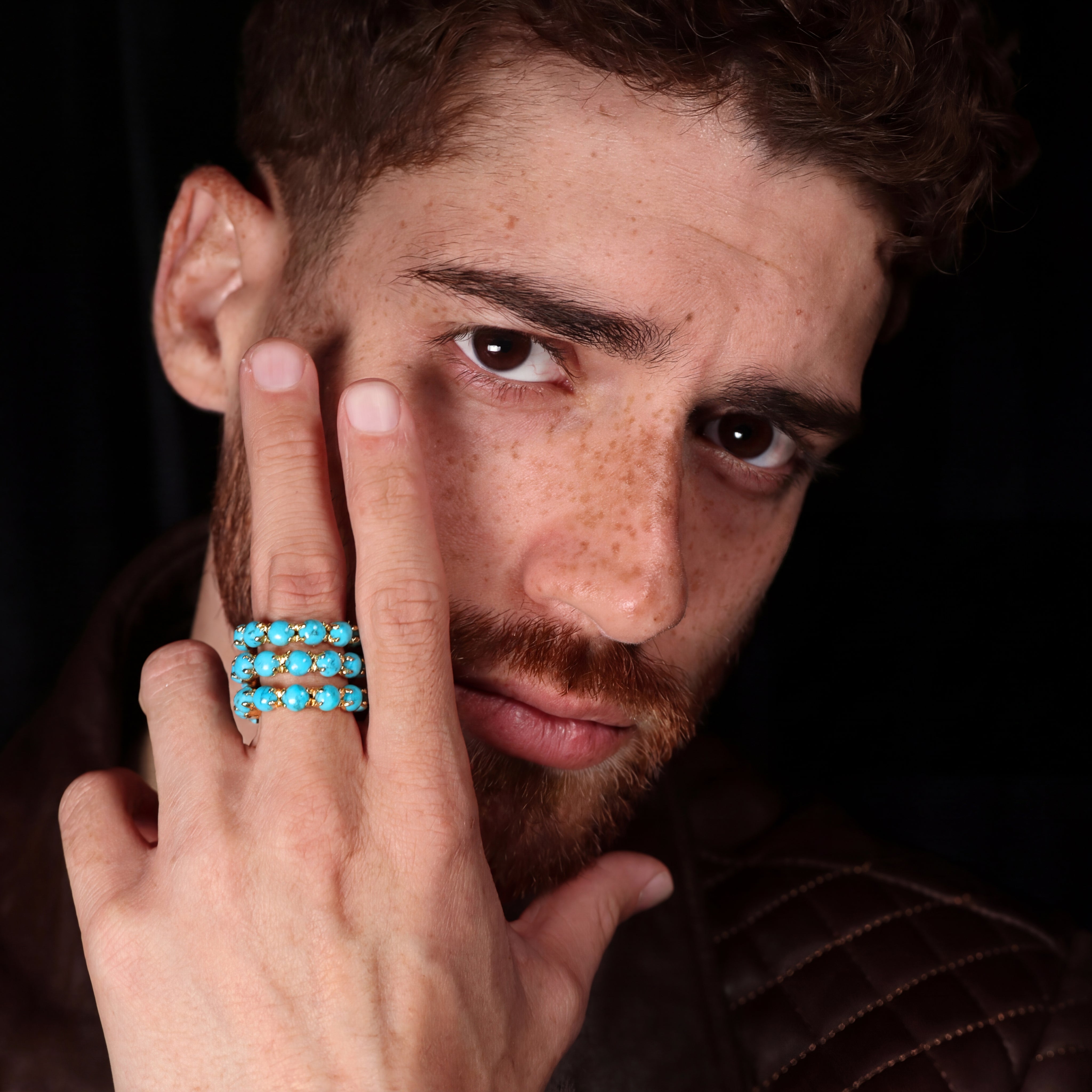 Helix Ring Gold and Blue Turquoise