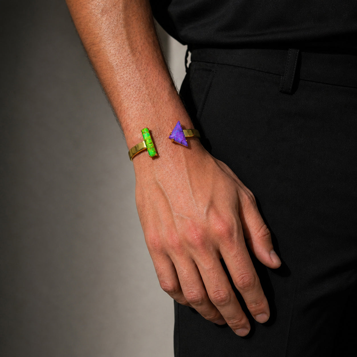 Arrow Cuff in Gold & Purple/Green