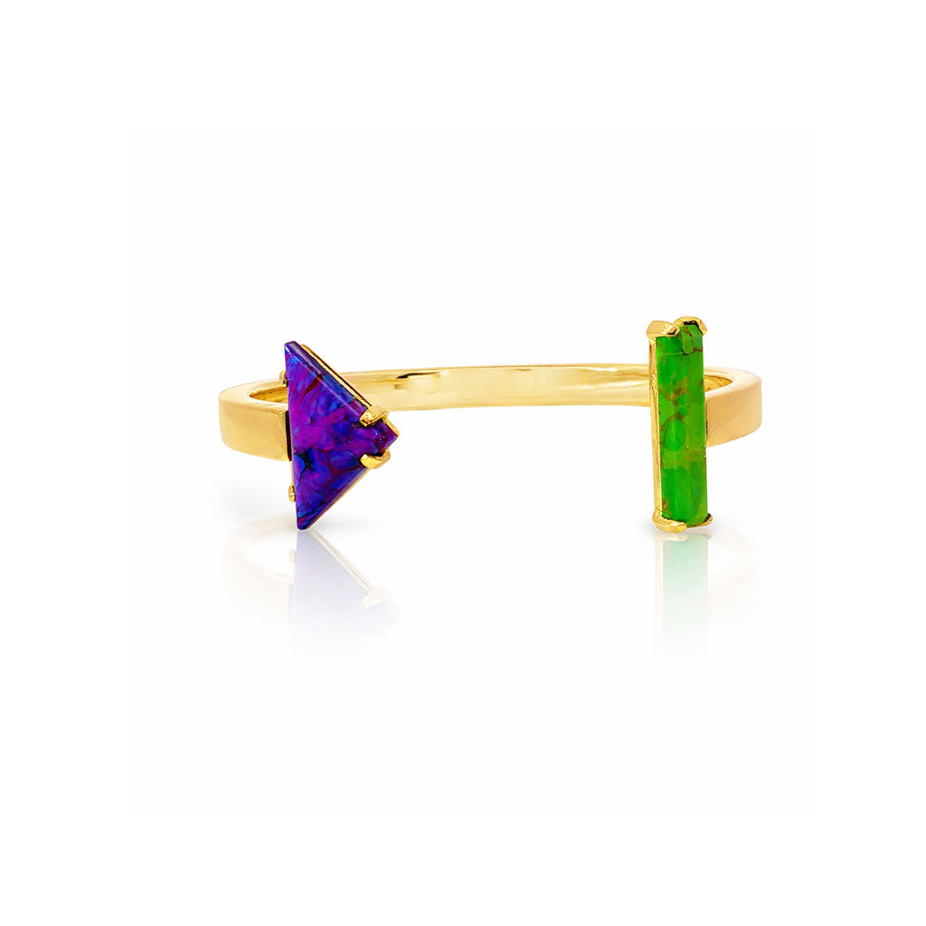 Arrow Cuff in Gold & Purple/Green