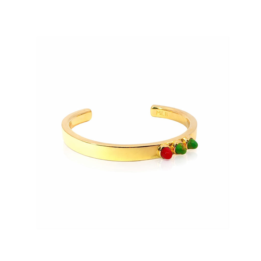 3-Bullet Cuff in Gold & Green/Red