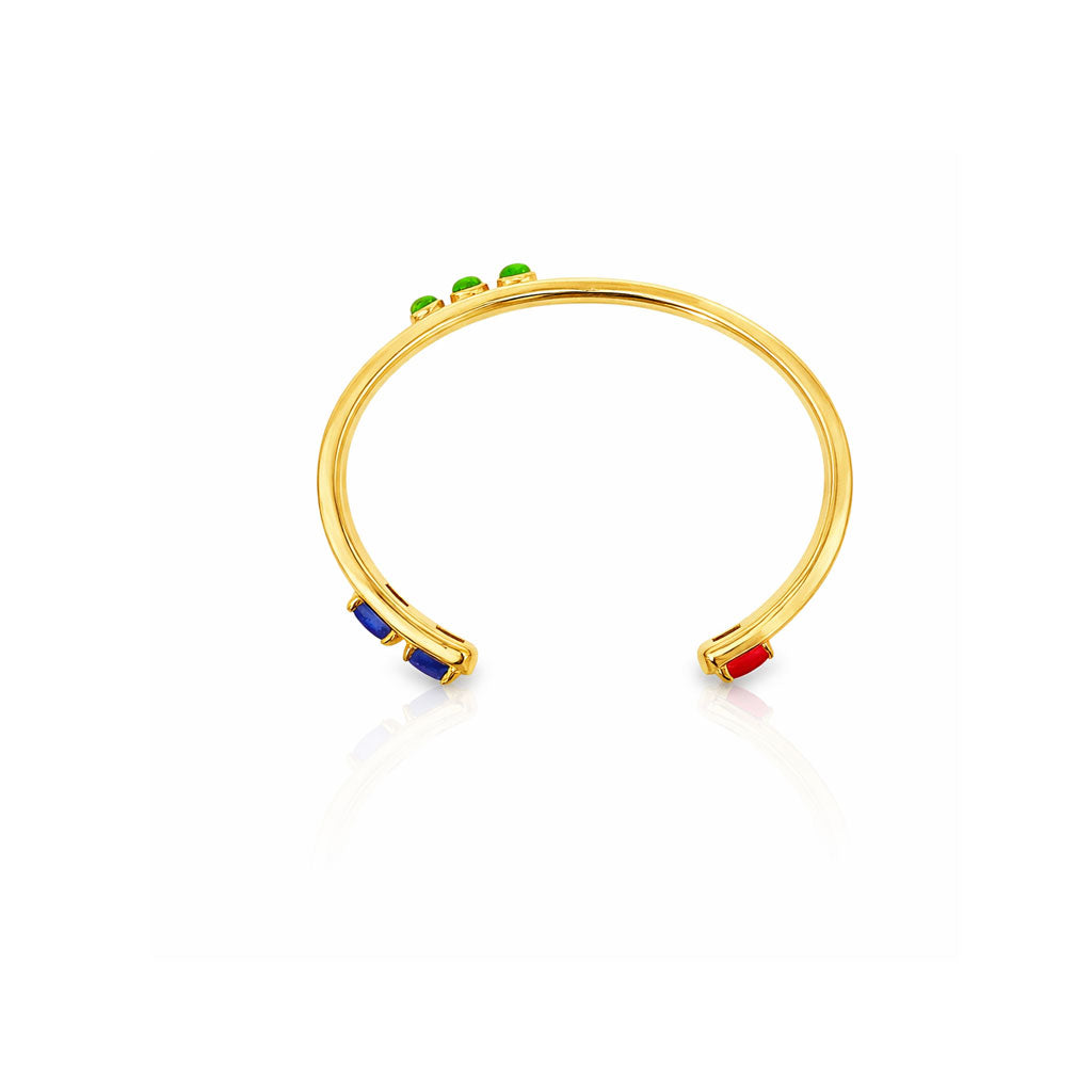 Triple Square Cuff in Gold & Blue/Red
