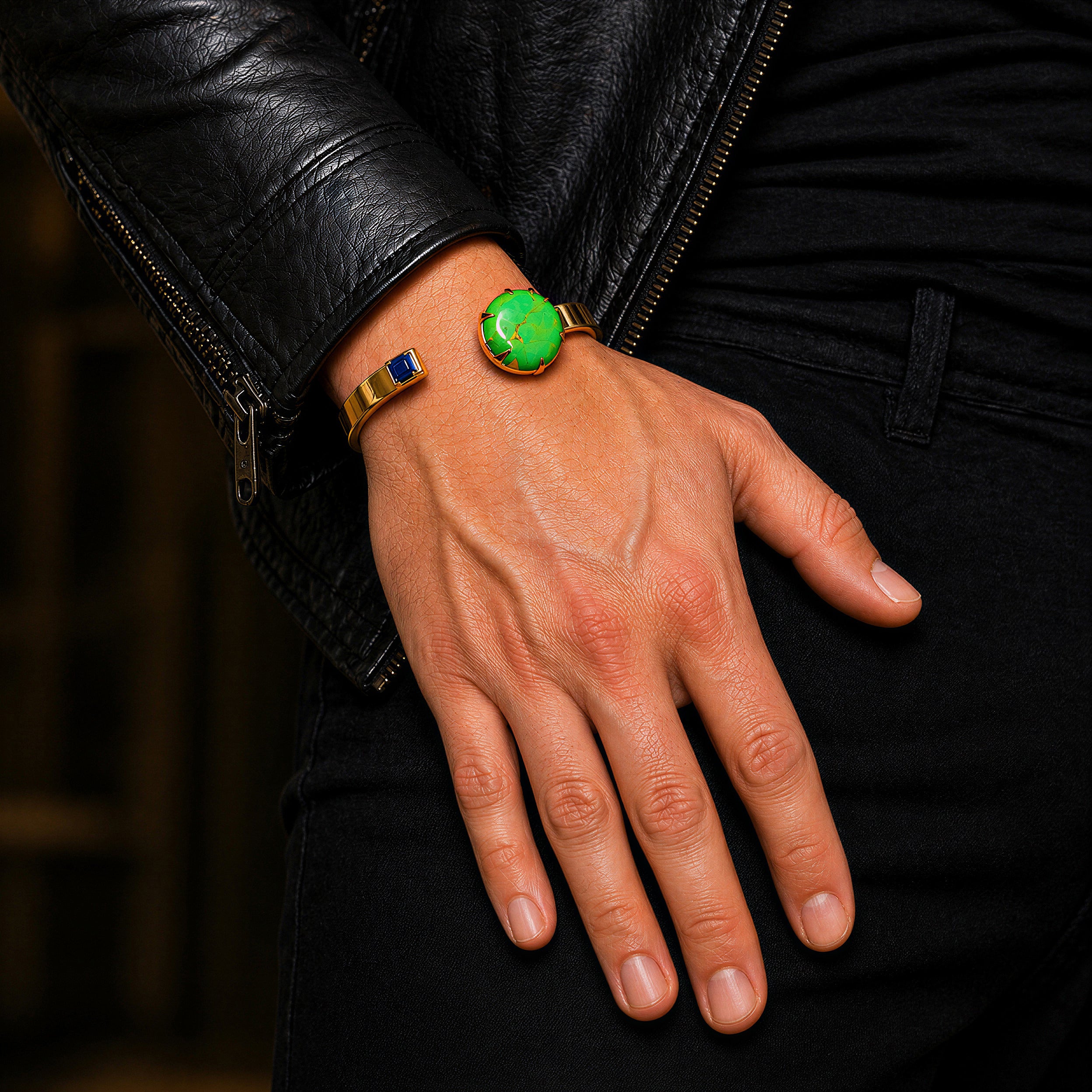 Candy Cuff Gold & Green/Blue