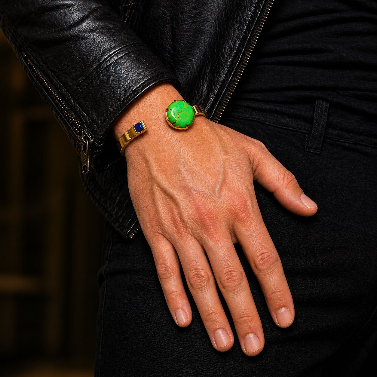 Candy Cuff in Gold & Green/Blue