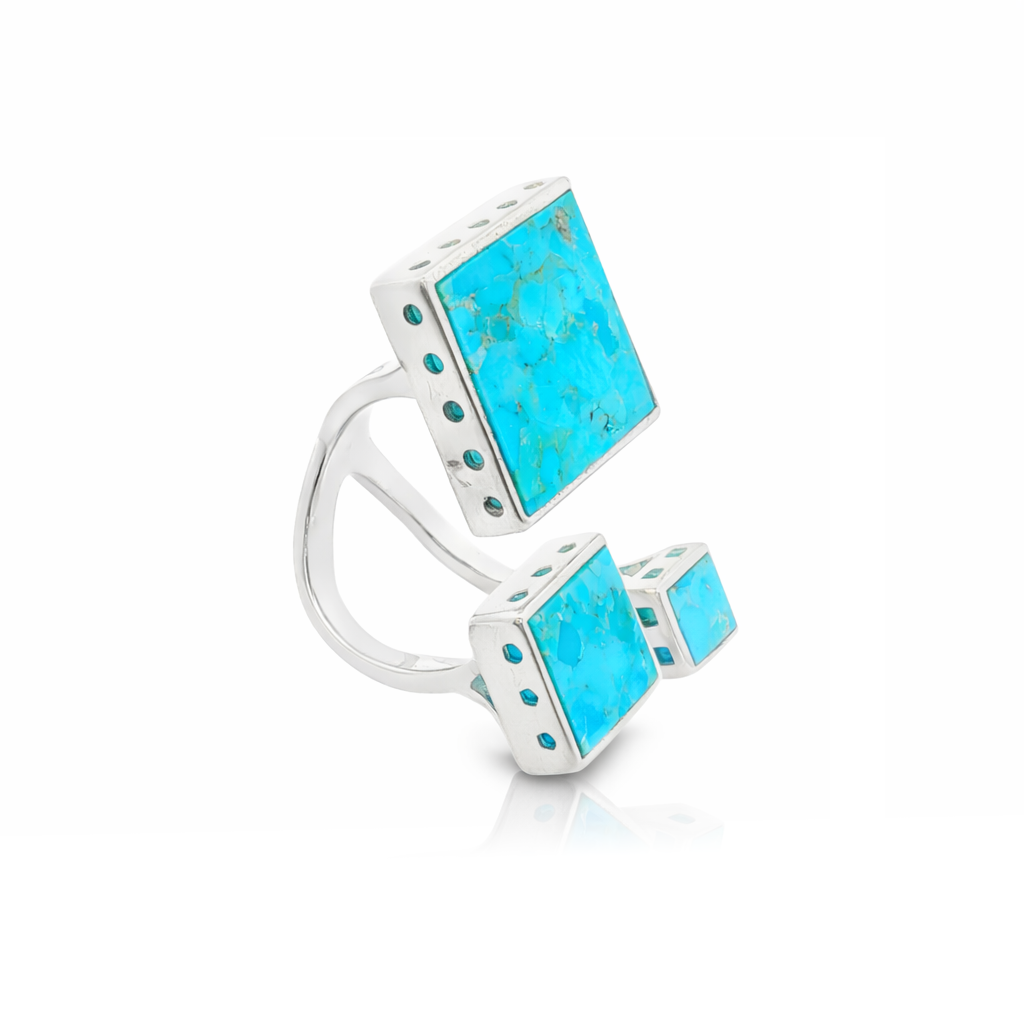 Mondria Ring Silver & Blue Turquoise
