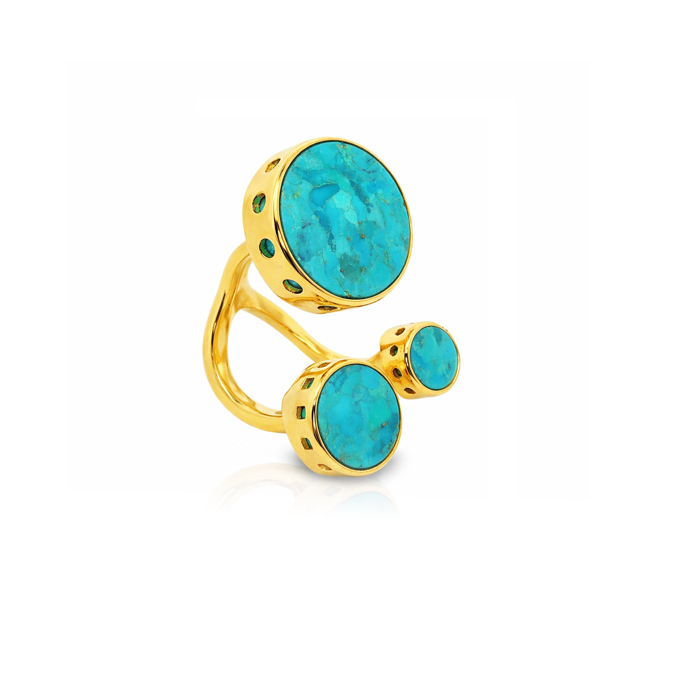 Trio Ring Gold & Blue Turquoise